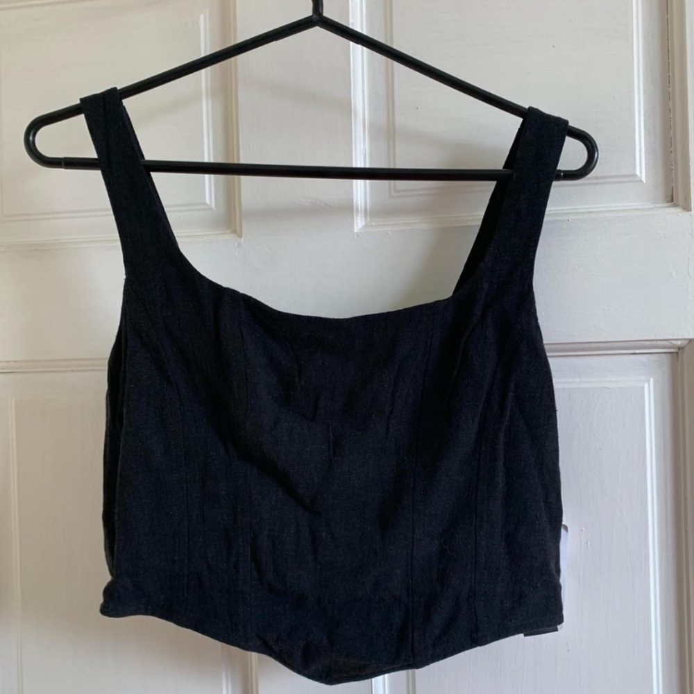 Black linen blend corset & crop top.